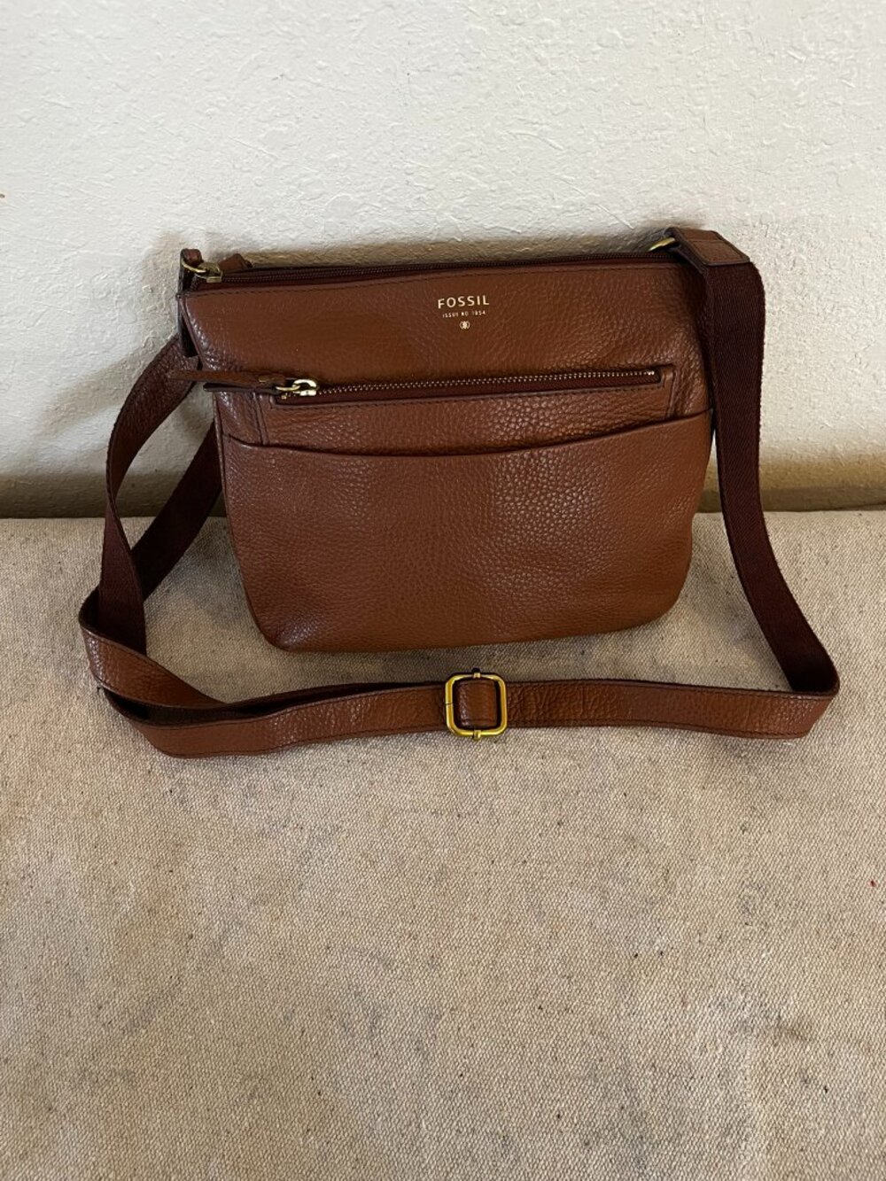 Fossil Woman's Brown Pebbled Leather Tessa Bohemian Festival Crossbody Bag